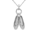 14K White Gold Ballet Slippers Charm Pendant Necklace with Chain
